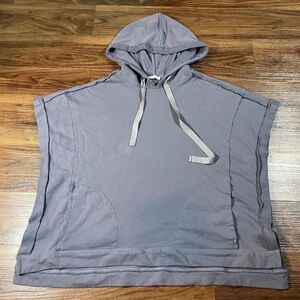 Anna-Kaci Women's Boyfriend Short-Sleeve Hoodie Slate Terry Fabric Size M Gray